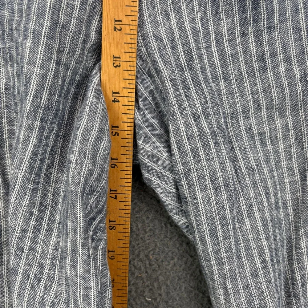 Banana Republic Womens 12 Blue White Striped Linen‎ Blend Wide Leg Crop Pants
